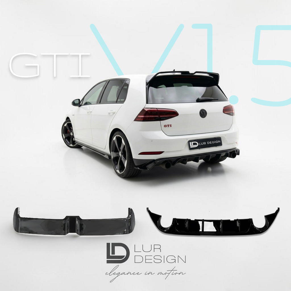 Rear Body Kit V.1.5 For Volkswagen Golf GTI/GTE/GTD MK7.5, V1 Rear Spoiler, Rear diffuser | Lur Design