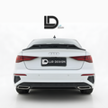 White Audi car with a black rear wing and 'Lur Design' branding on a gray background
duckbill_spoiler_lip_Audi_A3_8Y_Sedan