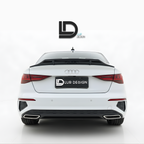 White Audi car with a black rear wing and 'Lur Design' branding on a gray background
duckbill_spoiler_lip_Audi_A3_8Y_Sedan