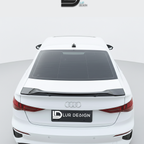 White Audi car with a black rear wing and 'Lur Design' branding on a gray background
duckbill_spoiler_lip_Audi_A3_8Y_Sedan