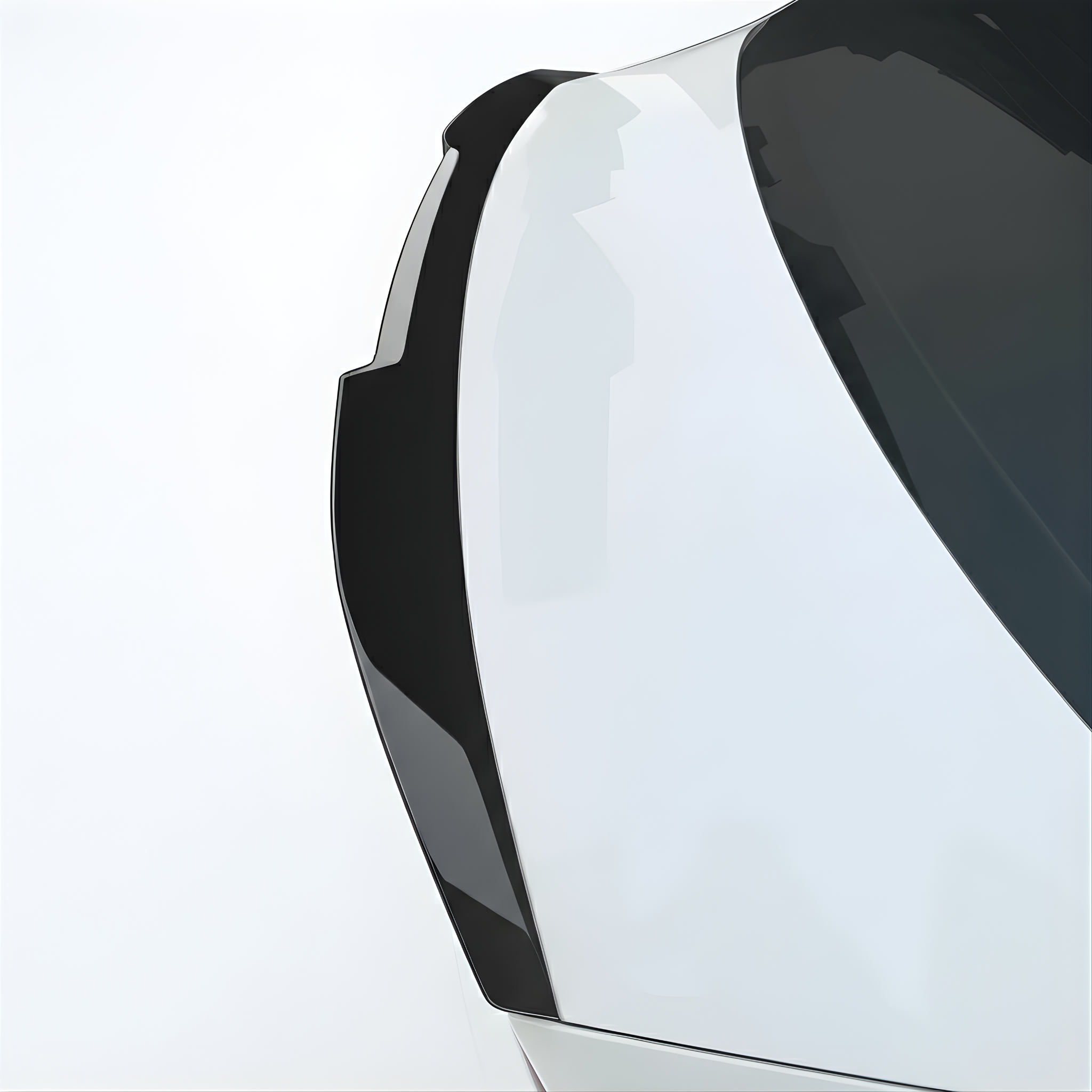 Rear Duckbill  Spoiler Cap lip Audi A3 8V Sedan 
White car with a black spoiler on a white background, featuring Lur Design logo.