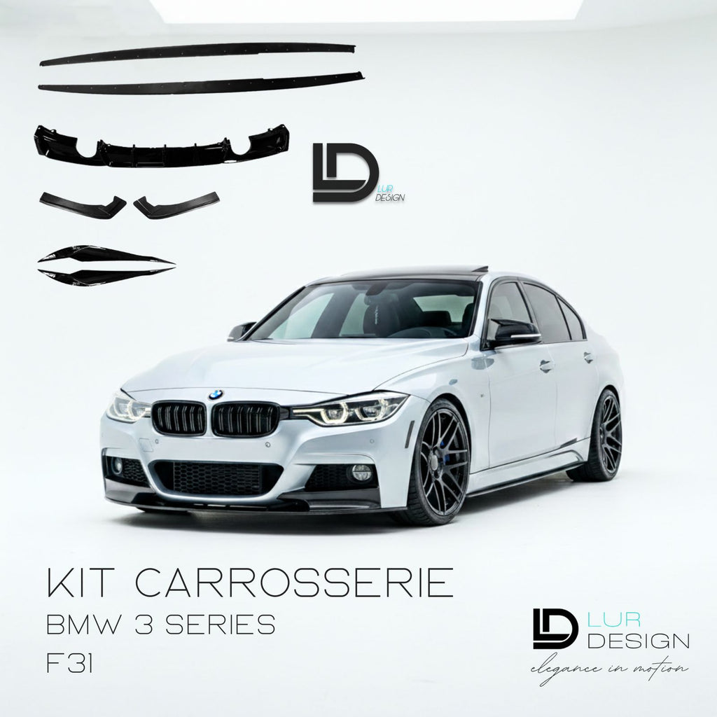 White BMW 3 Series F31 with car body kit components and LD Design branding on a white background.