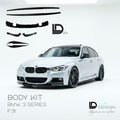 White BMW 3 Series F31 with car body kit components and LD Design branding on a white background.