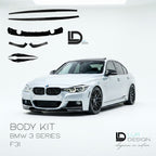 White BMW 3 Series F31 with car body kit components and LD Design branding on a white background.