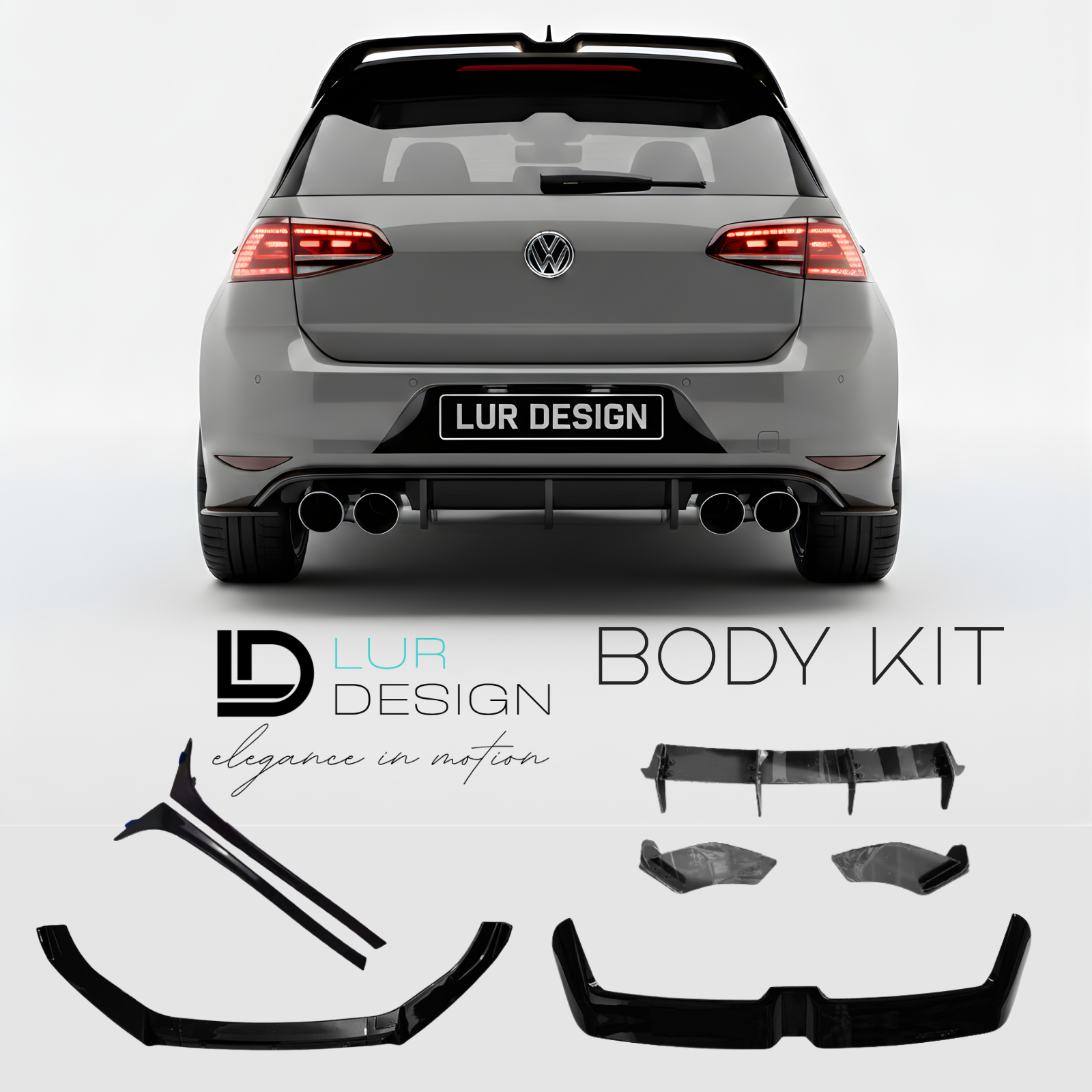 Body Kit V.1 For Volkswagen Golf GTI MK7/7.5 with LUR Design body kit on a white background