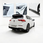 Kit carrosserie V.1 pour Volkswagen Golf GTI MK8, V1 aileron/becquet arrière, diffuseur arrière, aileron latéral de fenêtre arrière, bas de caisse et canards | Lur Design