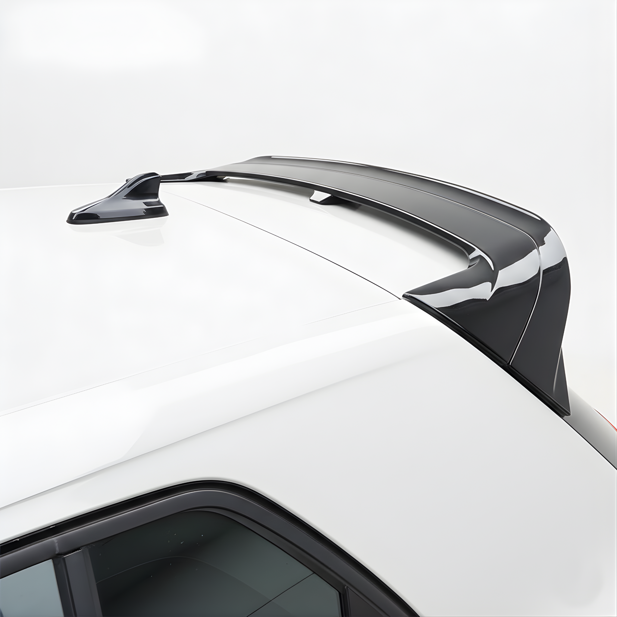 Lur V1 Rear Spoiler/wing on a white Volkswagen GTI MK8 spoiler with a white background
