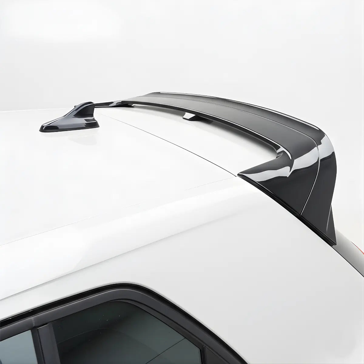 Lur V1 Rear Spoiler/wing on a white Volkswagen GTI MK8 spoiler with a white background