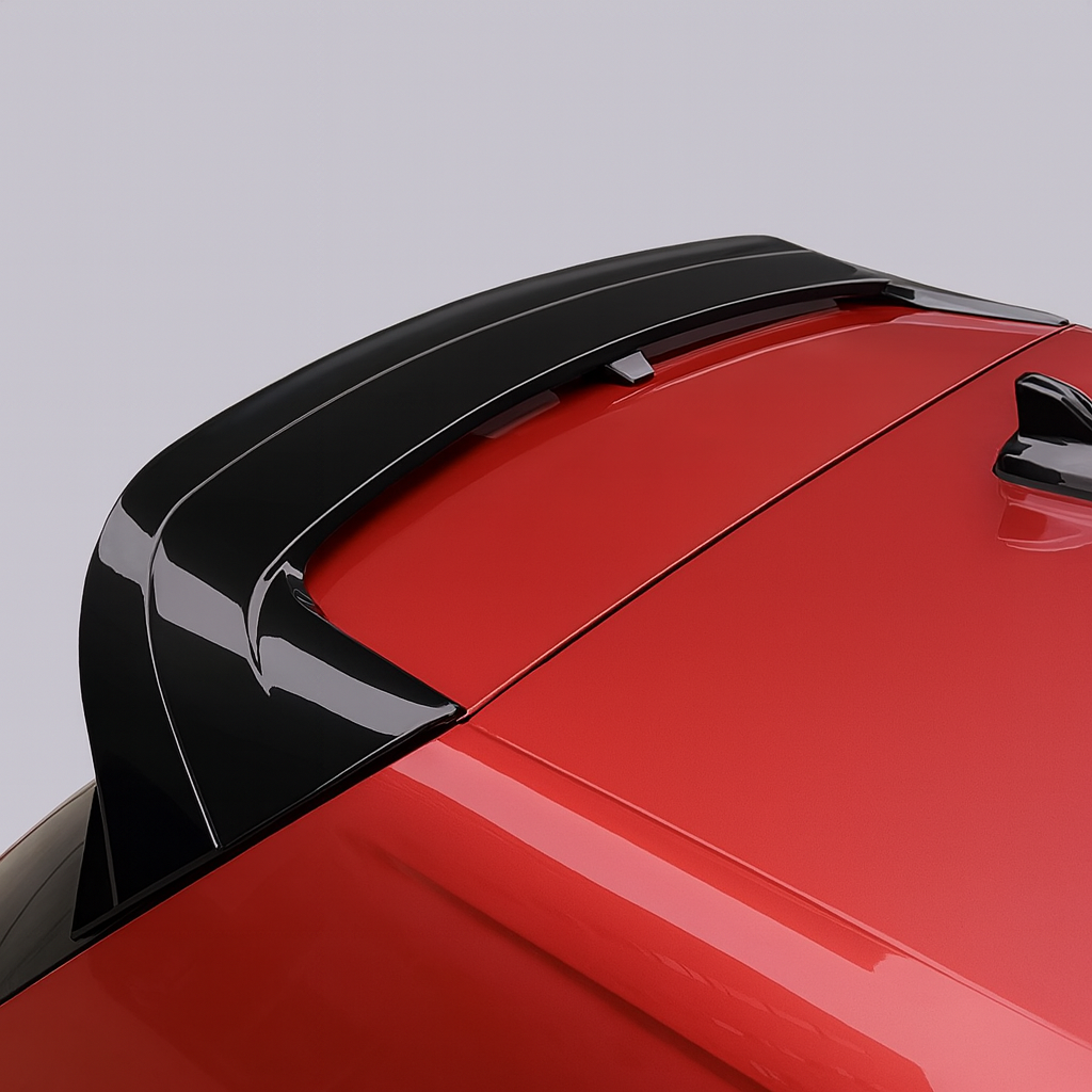 Black roof spoiler on a red car with a gray background
Lur V1 Rear Spoiler Volkswagen GTI MK8