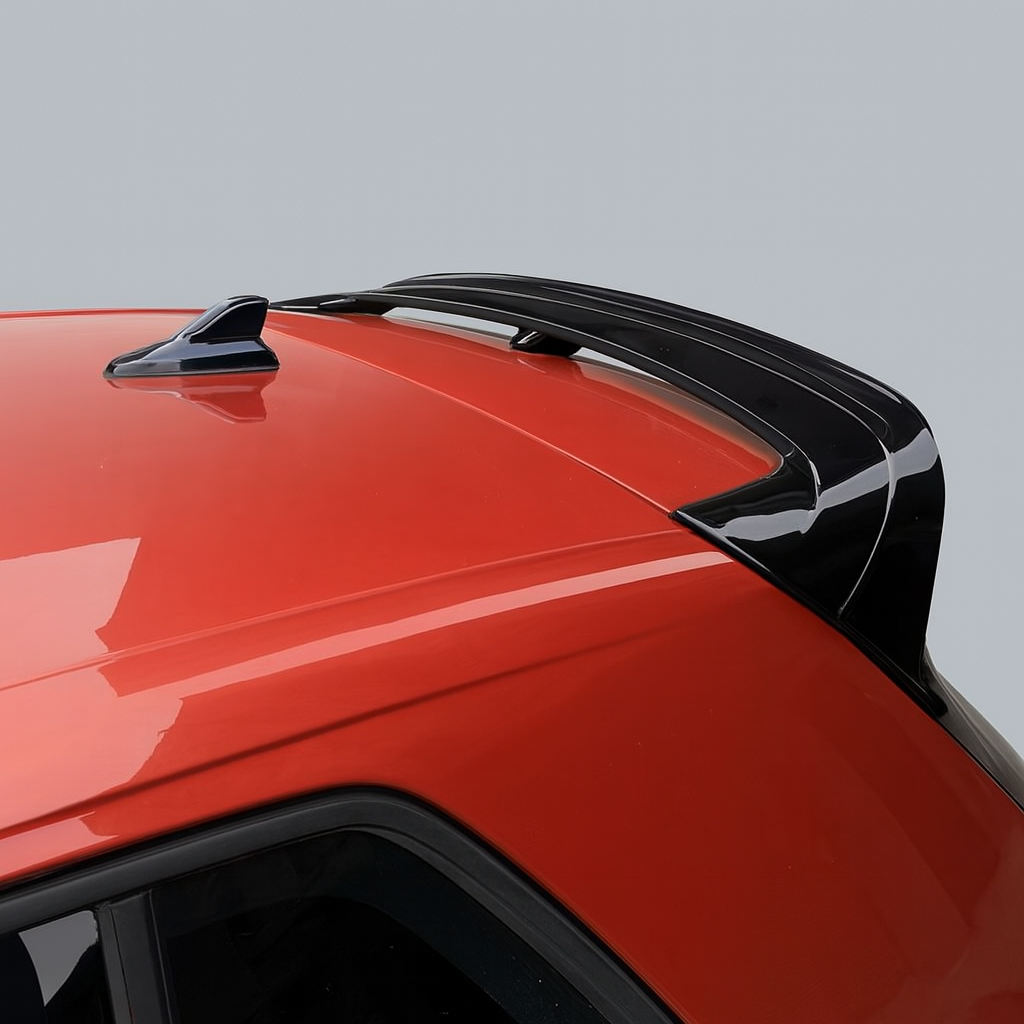 Black roof spoiler on a red car with a gray background
Lur V1 Rear Spoiler Volkswagen GTI MK8