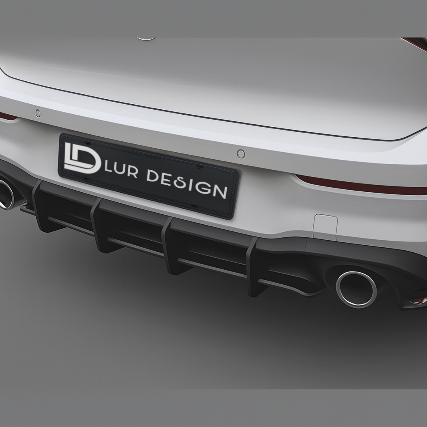 Rear Diffuser Volkswagen Golf 8 GTI
Car rear bumper with 'LUR DESIGN' logo on a gray background