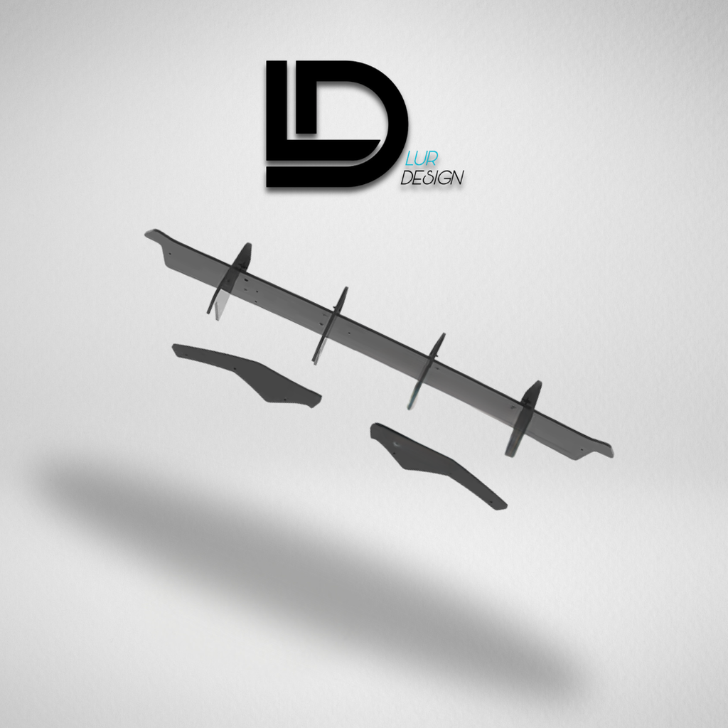 Rear Diffuser for Volkswagen Golf 8 GTI
Automotive parts on a gray background with 'Lur Design' logo.