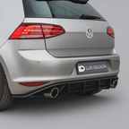 Volkswagen car with Rear Diffuser and  Lur Design badge on a gray background