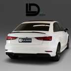 Rear_Spoiler_Cap_Audi_A3_8V_Sedan_1
White car with a black spoiler on a gray background, featuring Lur Design logo.