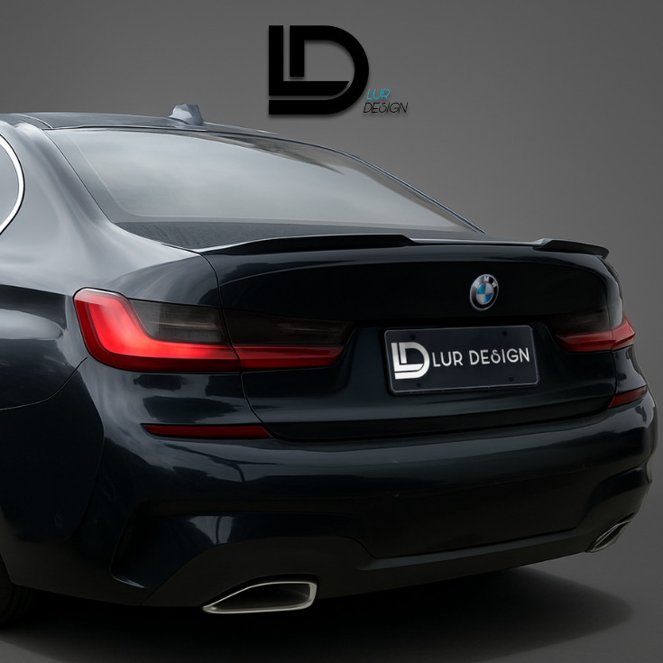 BMW car with Lur Design branding on a gray background and Duckbill Spoiler Lip