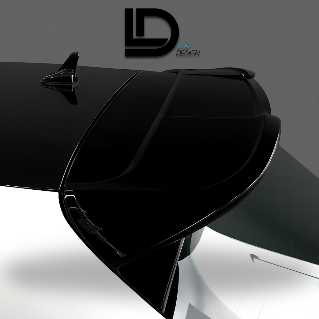 Rear Spoiler for Audi A3 8V Sportback - LUR DESIGN
Black car spoiler on a reflective surface with 'LD Lur Design' logo.