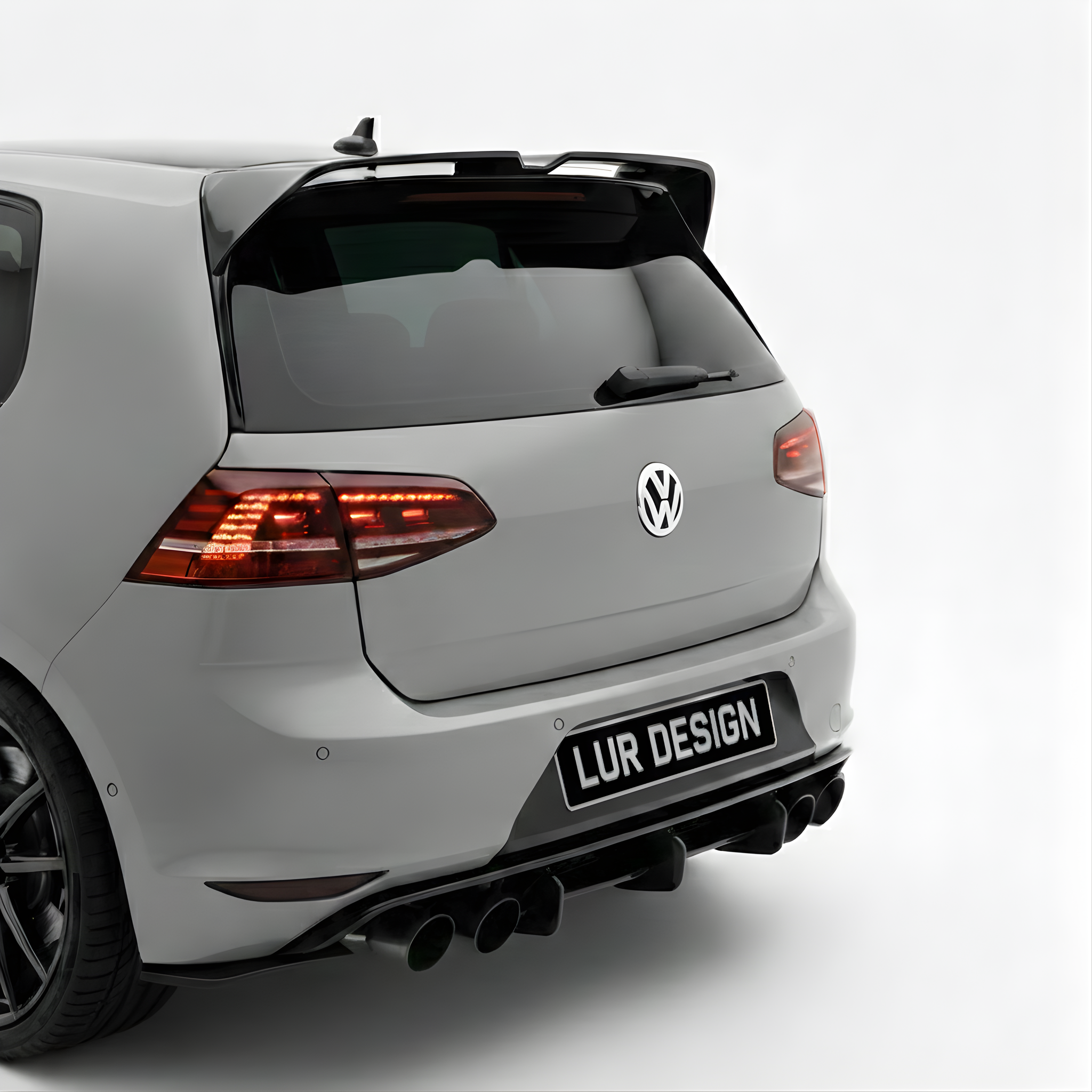 V1 Rear Spoiler for Volkswagen R/GTI/GTD/GTE R-Line MK7/7.5 - Lur Design
Black roof rack on a GREY vehicle with a gray background
