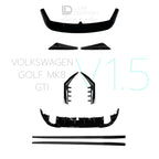 Kit carrosserie V.1.5 pour Volkswagen Golf GTI MK8, V1 aileron/becquet arrière, diffuseur arrière, aileron latéral de fenêtre arrière, bas de caisse et canards | Lur Design