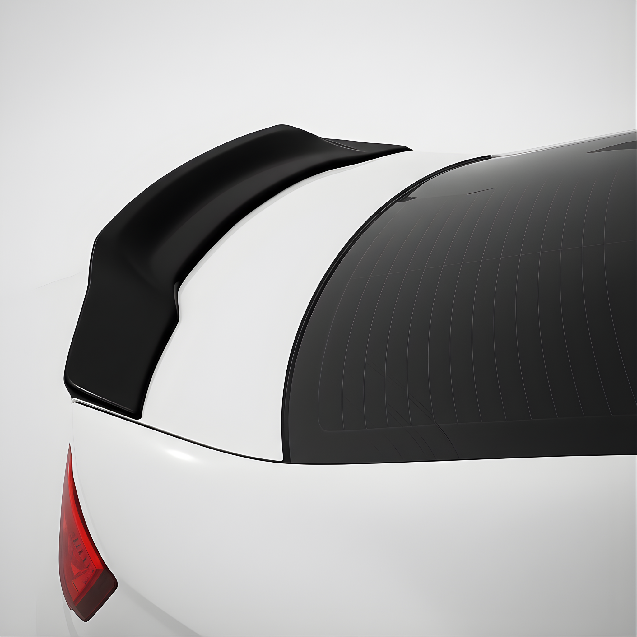 Audi A3 8V with black rear duckbill spoiler lip on a white background, featuring Lur Design branding.