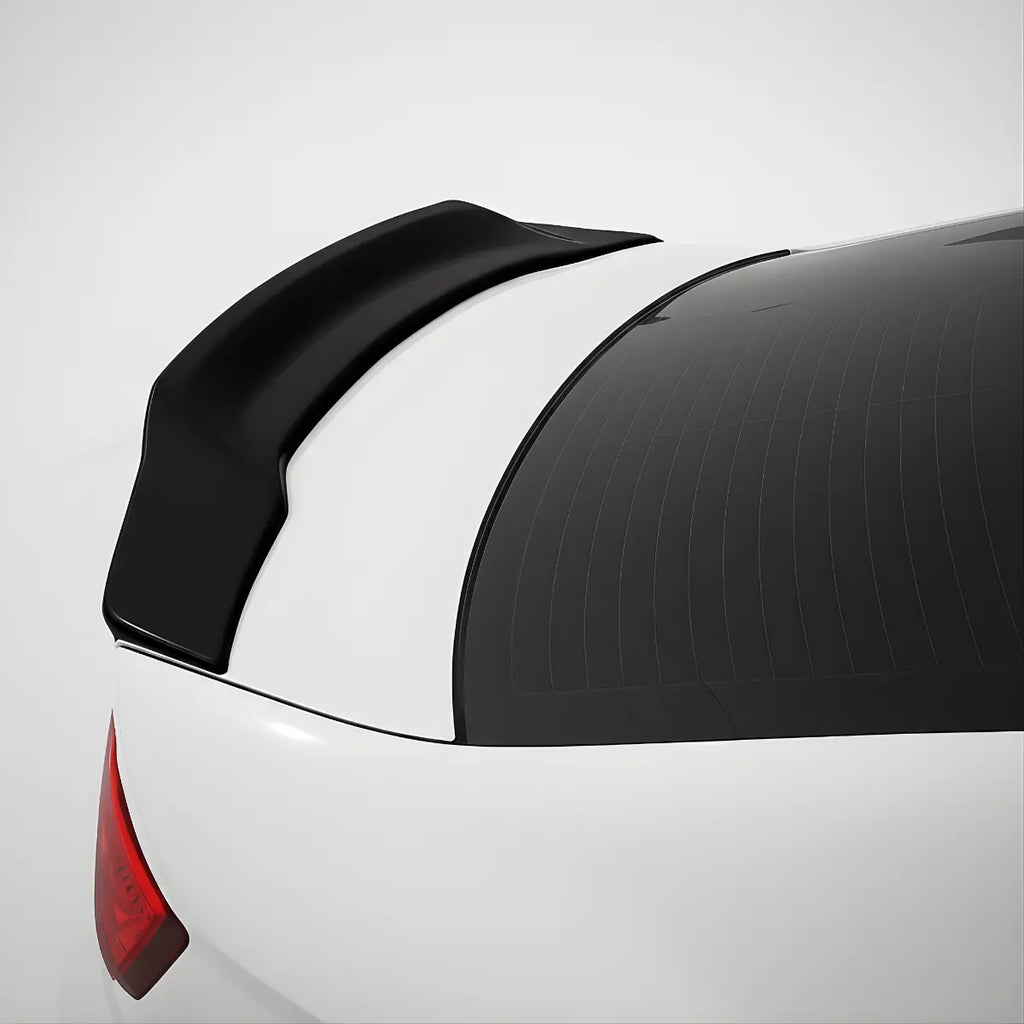 Audi A3 8V with black rear duckbill spoiler lip on a white background, featuring Lur Design branding.