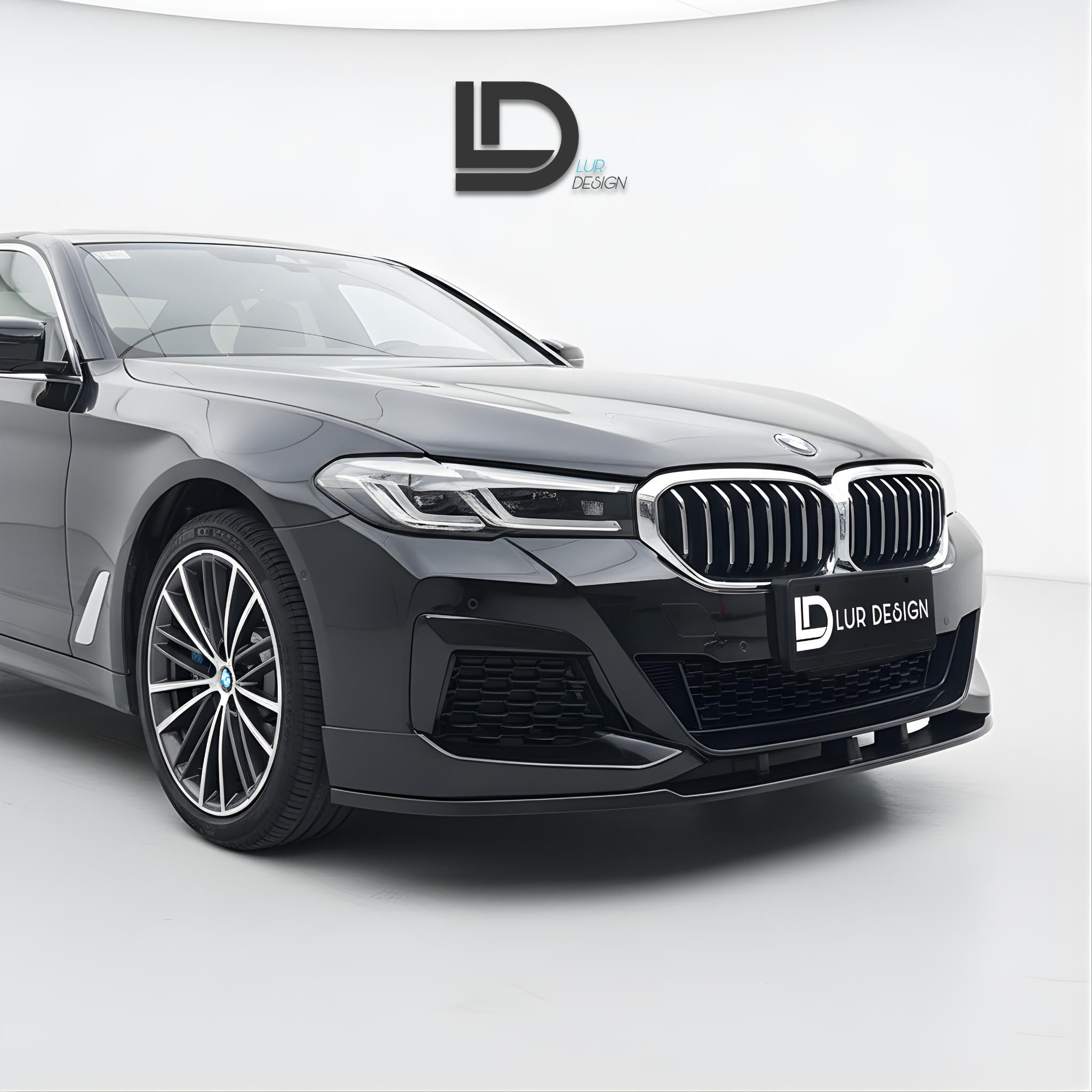 front splitter for bmw 5 series g30 front lip
Gray BMW car with Lur Design logo on a white background