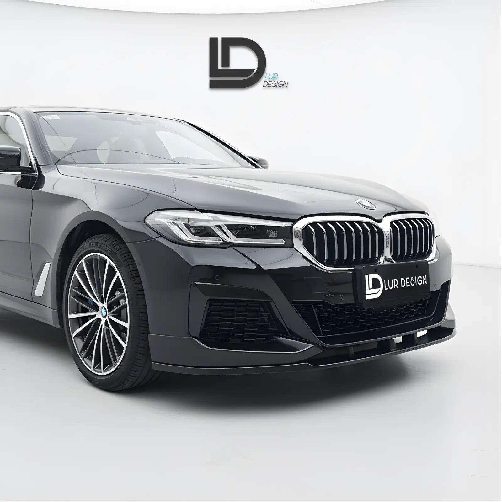 front splitter for bmw 5 series g30 front lip
Gray BMW car with Lur Design logo on a white background