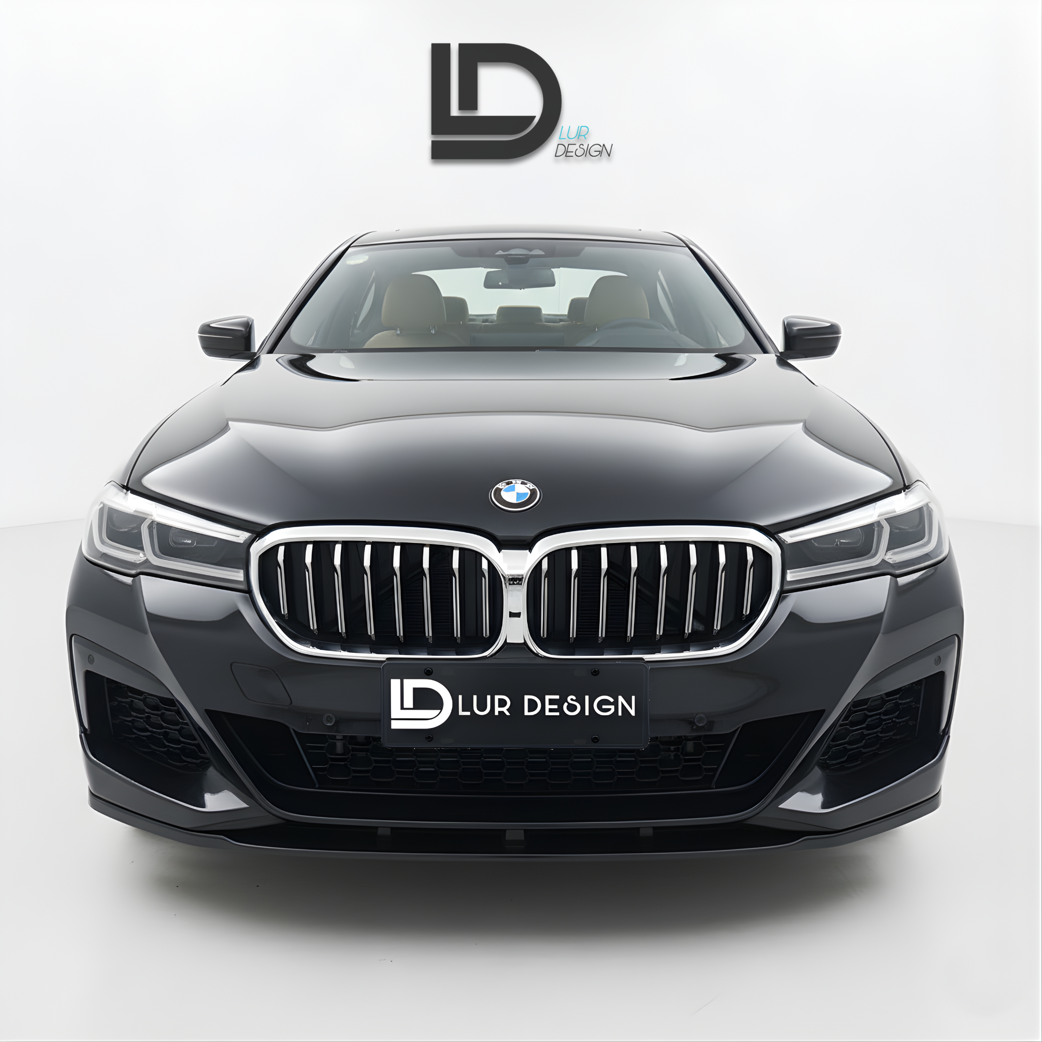 front splitter for bmw 5 series g30 front lip
Gray BMW car with Lur Design logo on a white background
