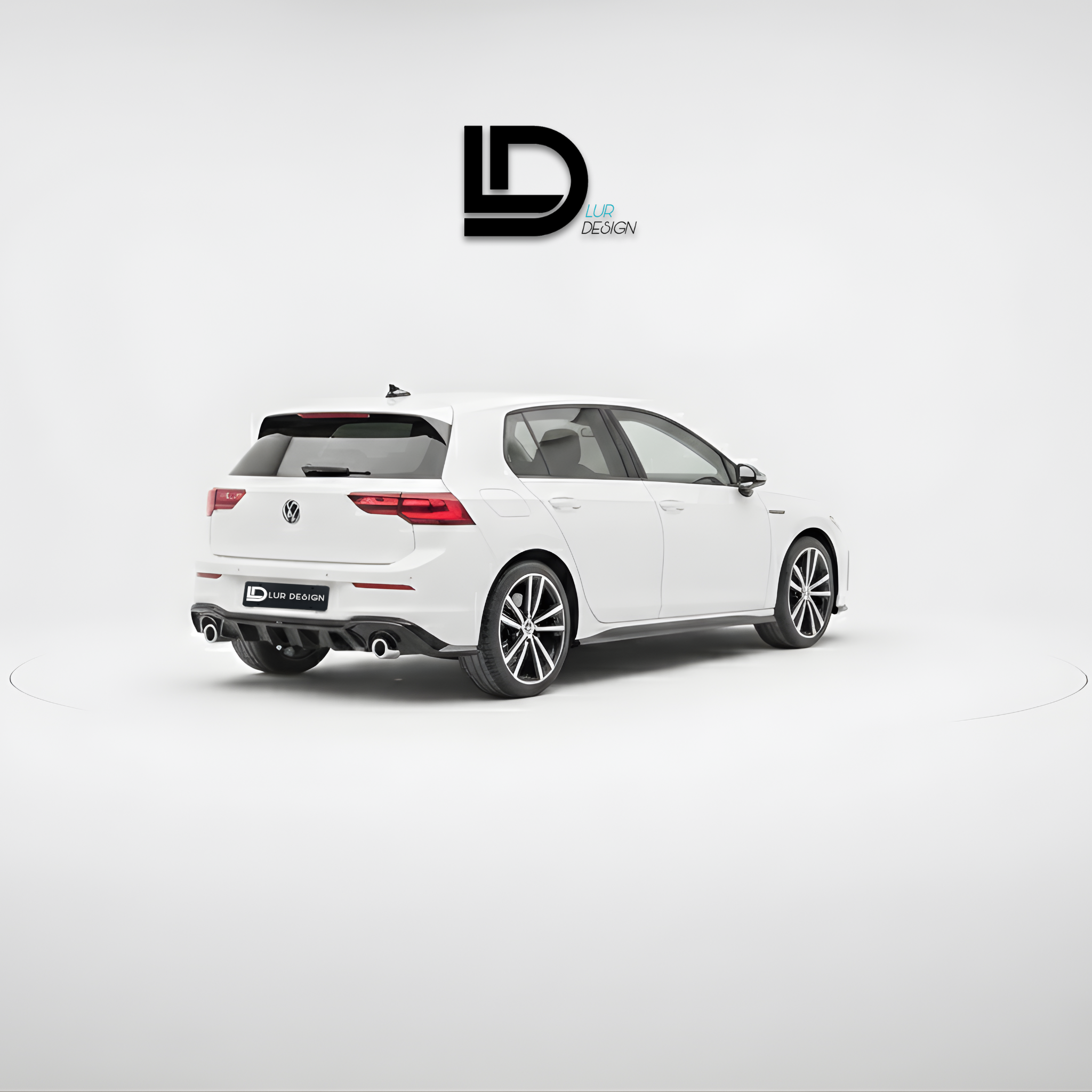 wide vbiew Rear Diffuser Bumper Lip For Volkswagen Golf MK8 gti with Lur Design Plate