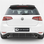 Volkswagen golf mk7 rear splitter Rear Diffuser and  Lur Design badge on a gray background