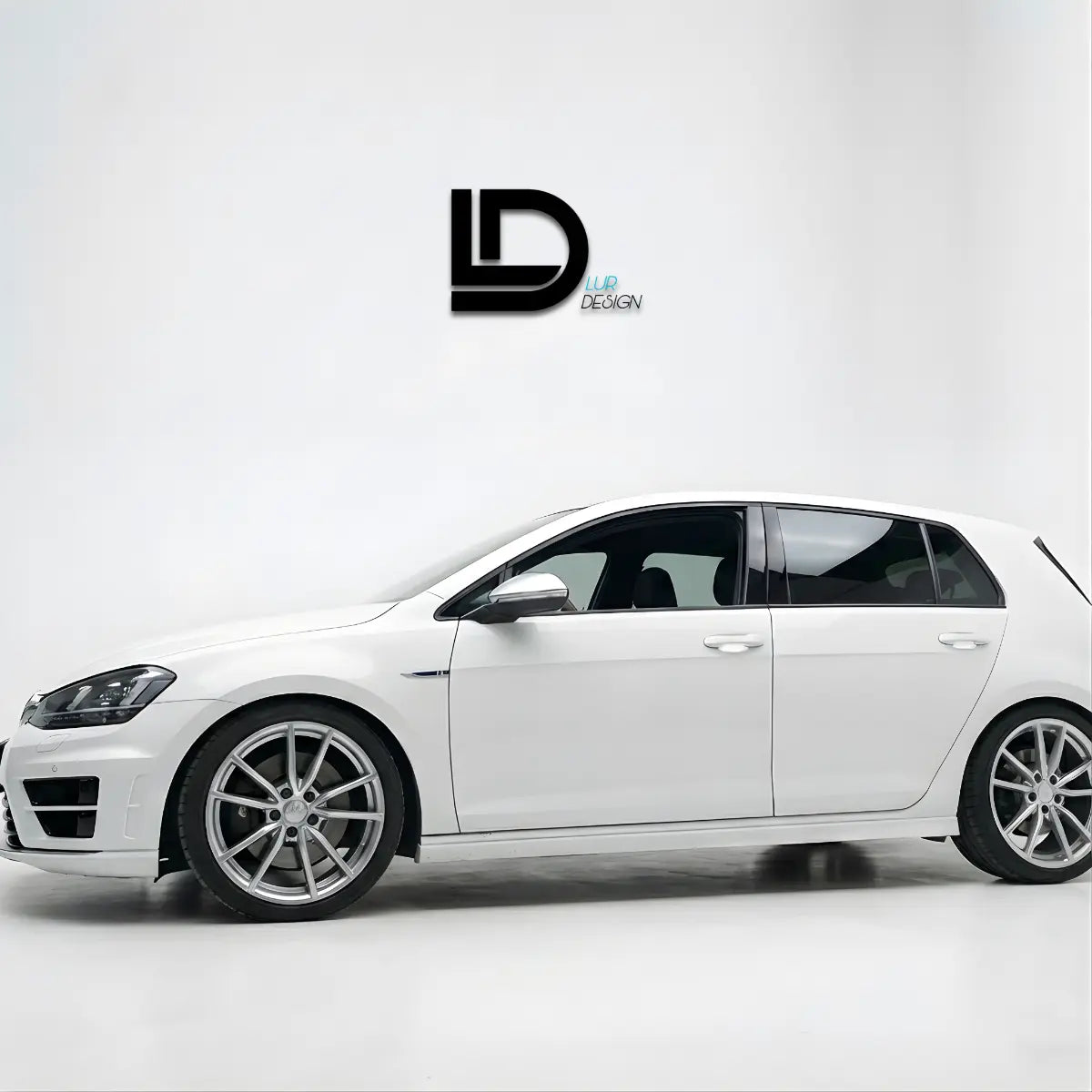 vw_golf_mk7_with side skirts with white background and Lur Design logo